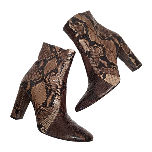 Veronica BeardMarla Emboss Snake Heeled Boots in Brown...